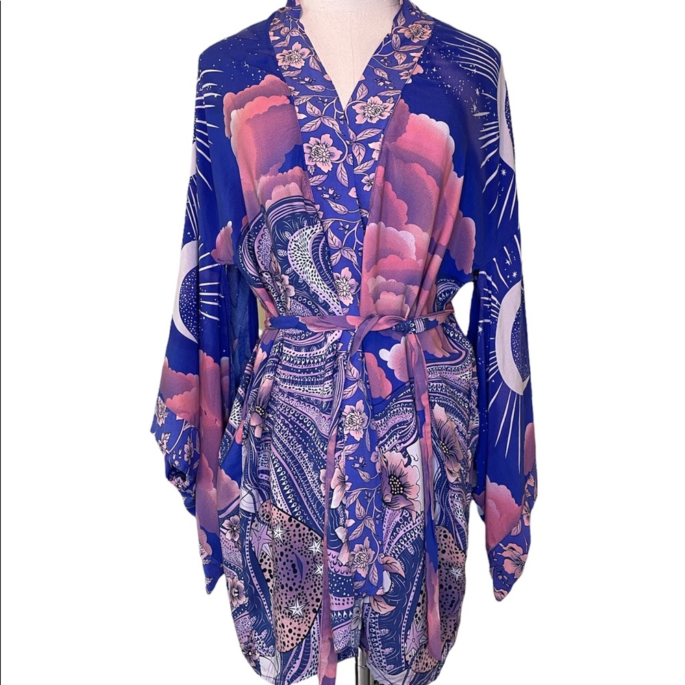 Small New Age Moon and Cloud Kimono